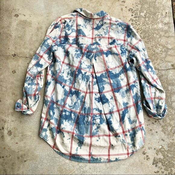 Splendid Casta plaid shirt roll tan button up S - Picture 5 of 5